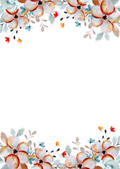 Watercolor flowers background vector for design.