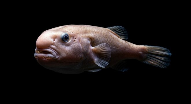 Minimalist Blobfish Portrait on Black Background