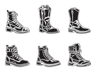 boots line art creative sketch featuring footwear in geometric form