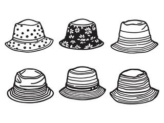 bucket hat line art creative drawing for modern outdoor style