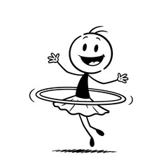 Fototapeta premium girl with hula hoop Stick figure