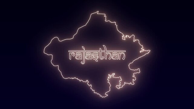 Rajasthan India State Province Glowing Map Reveal Effect 4K Video