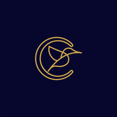 Golden Hummingbird in Circle Logo