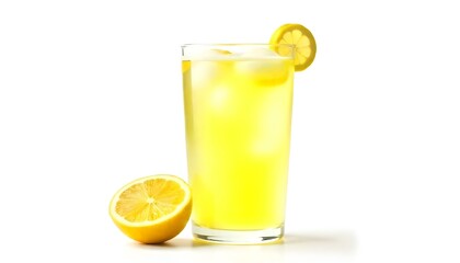Glass of fresh lemonade isolated on white background