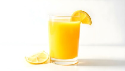 glass of orange juice isolated on a white background
