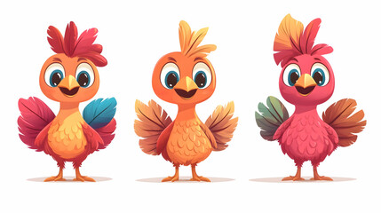 Naklejka premium Colorful Rooster Duo