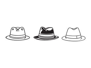 fedora line art detailed monochrome drawing for trendy accessories