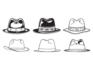 fedora line art simple black and white illustration design style