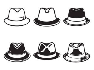 fedora line art vintage hat sketch