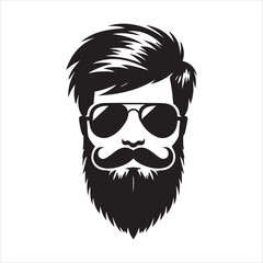 Bearded man icon with modern hairstyle vector illustration