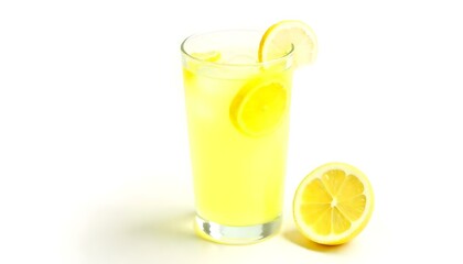 Glass of fresh lemonade isolated on white background