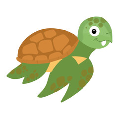 Kawaii turtle character design illustration. kawaaii, cute turtles. Cute sea turtle cartoon isolated on white background Vector illustration