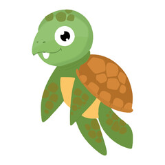Kawaii turtle character design illustration. kawaaii, cute turtles. Cute sea turtle cartoon isolated on white background Vector illustration