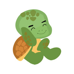 Kawaii turtle character design illustration. kawaaii, cute turtles. Cute sea turtle cartoon isolated on white background Vector illustration
