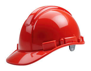Fototapeta premium Red Construction Safety Helmet Isolated on Transparent Background.
