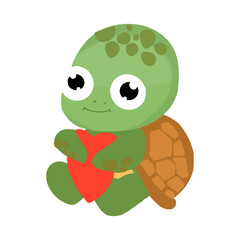 Kawaii turtle character design illustration. kawaaii, cute turtles. Cute sea turtle cartoon isolated on white background Vector illustration