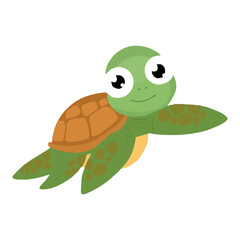 Kawaii turtle character design illustration. kawaaii, cute turtles. Cute sea turtle cartoon isolated on white background Vector illustration