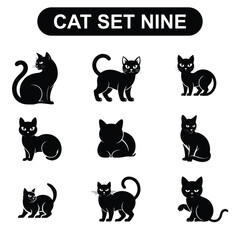 The cat vector set with white background