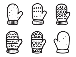 mittens line art minimalist seasonal graphic perfect for holiday cards