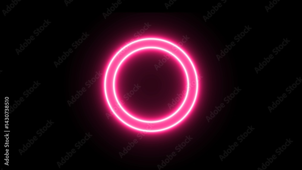 Canvas Prints neon light circle frame loading icon on black background. abstract electric pink color line circle i