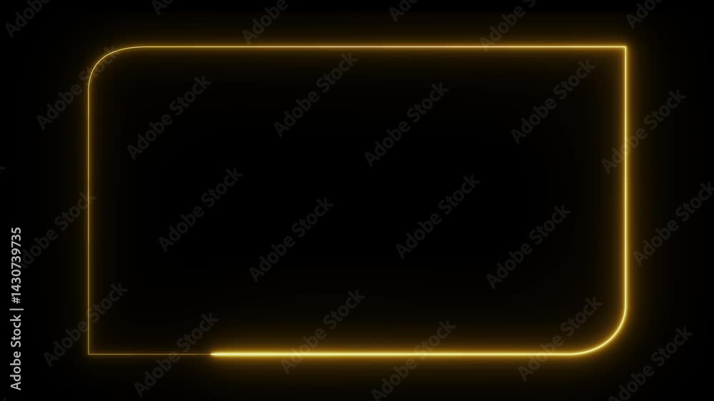 Wall mural abstract glowing neon rectangle frame icon animation. neon light rectangle frame loading icon animat