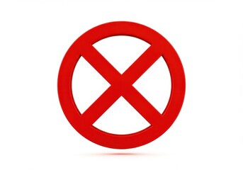 Fototapeta premium Red circle with cross mark isolated on white background