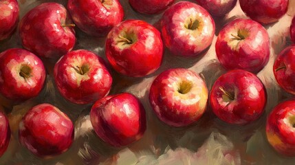 Fresh, vibrant red apples arranged on a surface