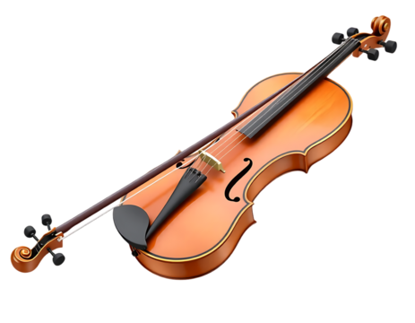 A detailed image of a violin with its bow resting on it.