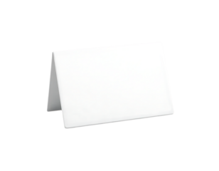 Blank white greeting card mockup on transparent background