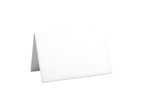 Blank white greeting card mockup on transparent background