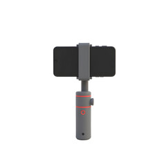 Using mobile gimbal holding phone against white background for photography