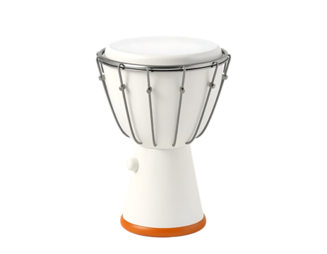 White Djembe Drum Isolated on Transparent Background