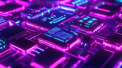 Futuristic Circuit Board Network