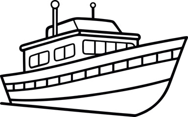 Obraz premium ship silhouette vector line art