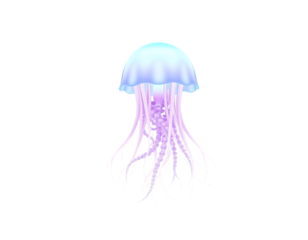 Realistic Render of a Bioluminescent Jellyfish with Transparent Background