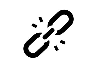 Broken Chain Link Illustration in Black and White Vector Icon