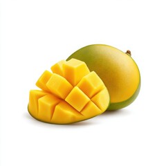 Sliced mango with whole mango isolated on white background