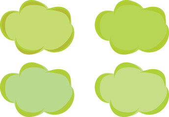 light green colorful abstract brush stroke doodle sketch clouds set