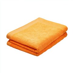 Folded orange towel cloth isolated on white background