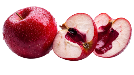 Red Apple Slices with Juicy Fruit.
