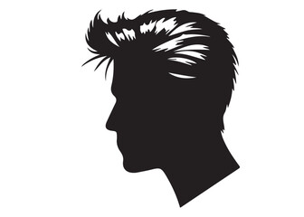 silhouette of a hairstyle logo silhouette, men hairstyle logo icon silhouette, bearded man head silhouette, black silhouette man haircut silhouette vector on white background