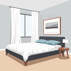 Sleek hotel room layout featuring minimalist design and natural light