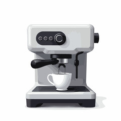 Sleek espresso machine brews coffee against a white background, modern design