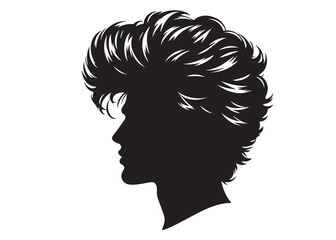 silhouette of a hairstyle logo silhouette, men hairstyle logo icon silhouette, bearded man head silhouette, black silhouette man haircut silhouette vector on white background