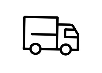 Black Outline Truck Illustration, Minimalist Design Vector Icon
