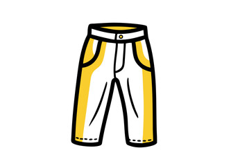 Casual White Pants with Yellow Accents and Minimalist Design Vector Icon