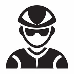Cyclist Silhouette Vector Illustration Sporting Helmet And Sunglasses Design Template