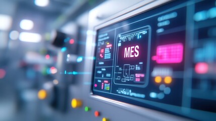 Fototapeta premium Digital Interface for Manufacturing Execution System (MES) Displaying Production Progress Metrics and Operational Data