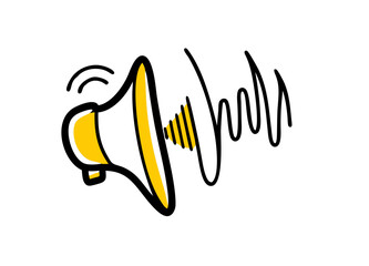Fototapeta premium Vector Illustration of a Megaphone Emitting Sound Waves