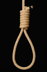 Hangmans Noose against a black background
